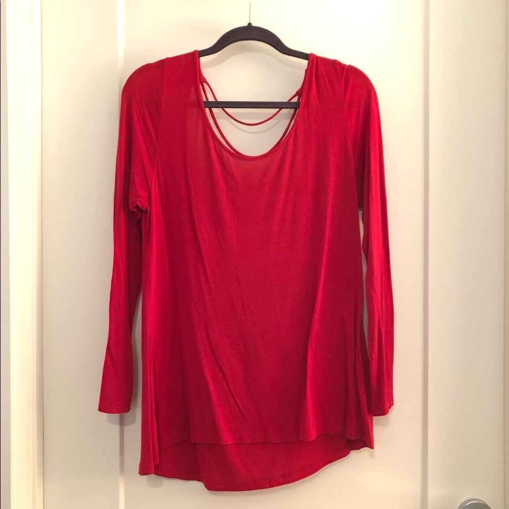 Red cotton stretch top with string back